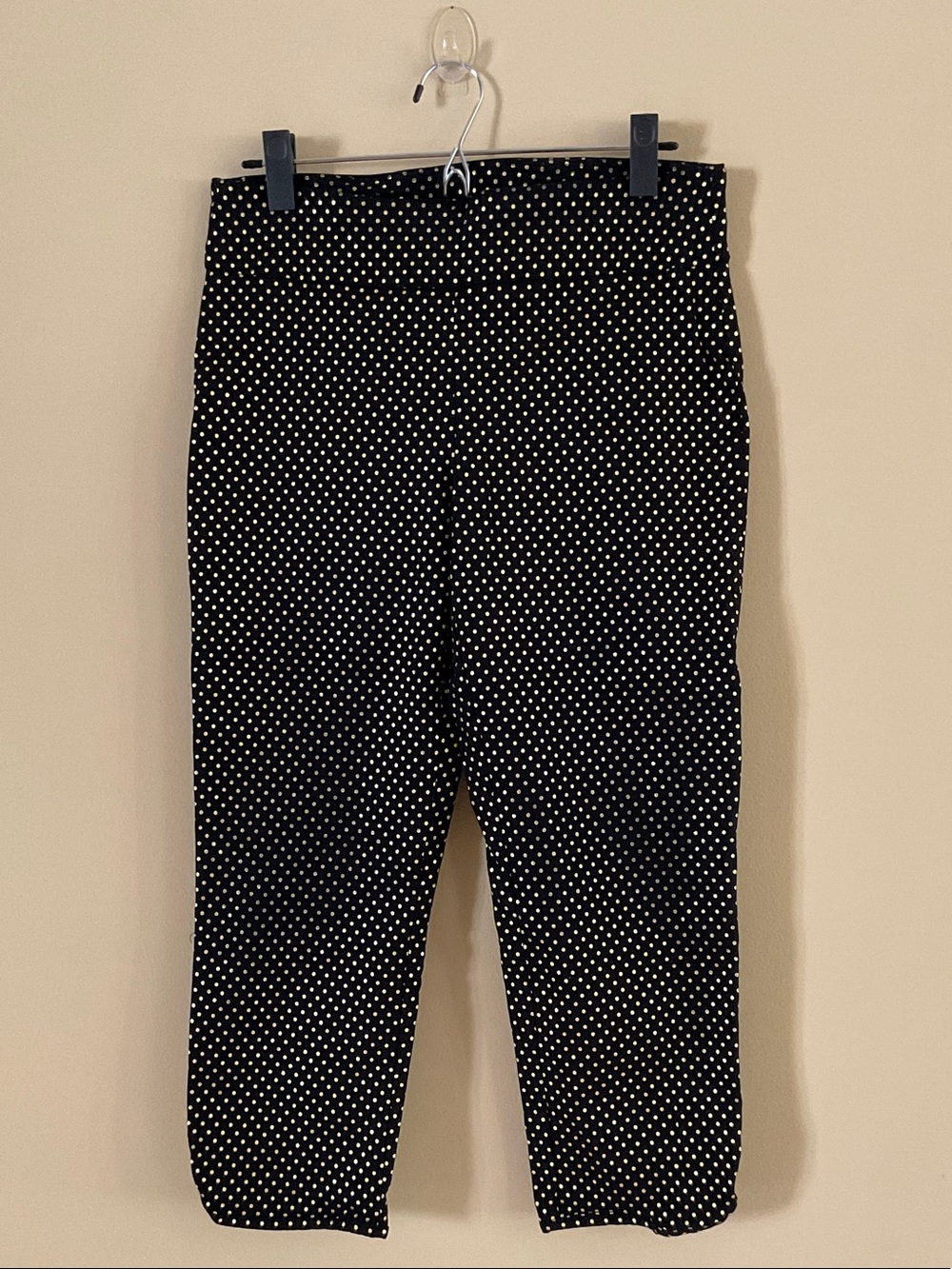 Attyre Black Capris with Gold Polka Dots